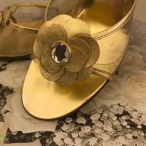 Mizrahi Gold Wedge Mule  -Size 8.5